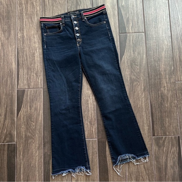 Veronica Beard Carolyn 10" Baby Boot Crop Fray Hem Jeans in Dark Slate Sz 30 - Picture 2 of 11